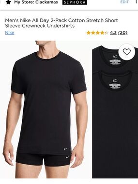 Nike Black Dri-FIT Crewneck Performance Undershirt 2 pack